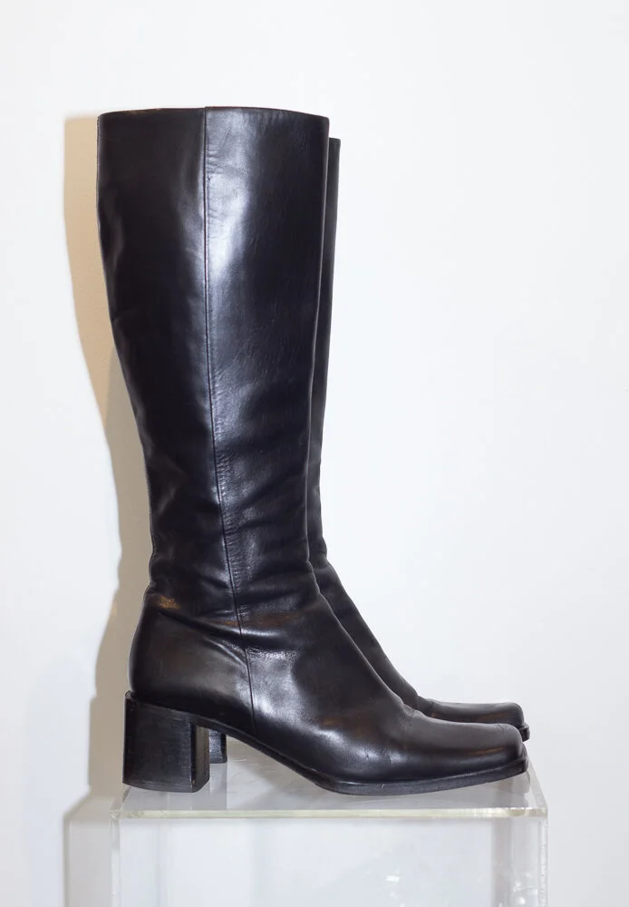 1990s Via Spiga Square Leather Knee Boot Wayward Collection